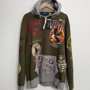 Polo by Ralph Lauren Olive graphic RL guide after hood hoodie